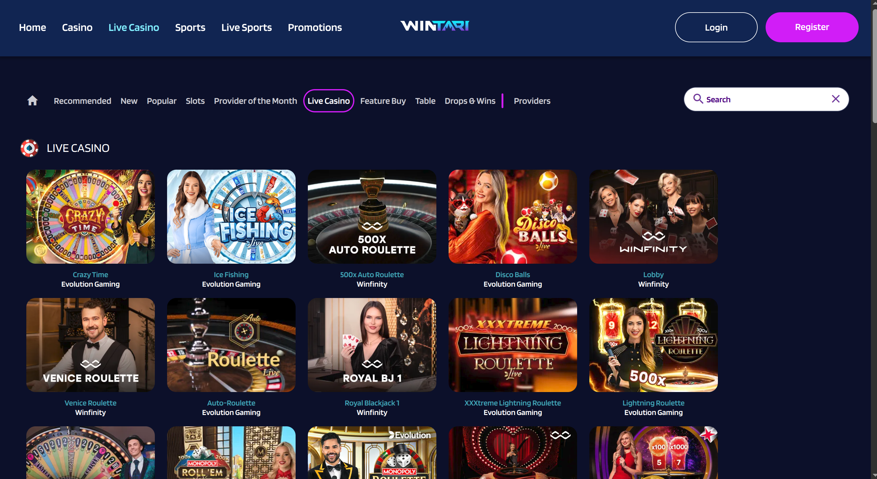 Live Casino en Tafelspellen